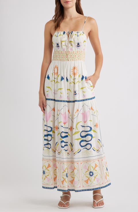 Adria Smocked Waist Cotton Blend Sundress