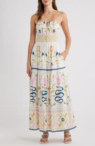 Cleobella Adria Smocked Waist Cotton Blend Sundress