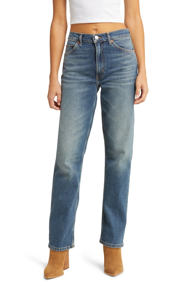 '70s High Waist Straight Leg Jeans, Main, color, DISTRESSED