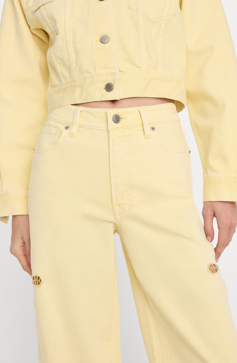 Good American Good Waist Embroidered Palazzo Jeans, Alternate, color, Anise Yellow