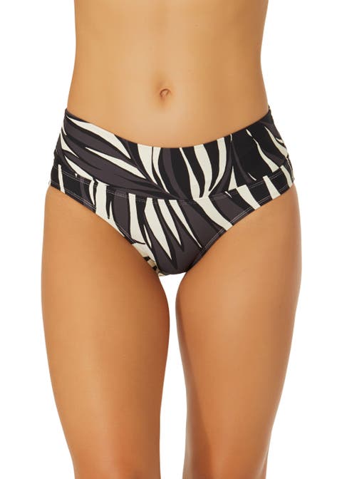 Women's Shibori Geo Soft Band Mid Rise Bikini Swim Bottom