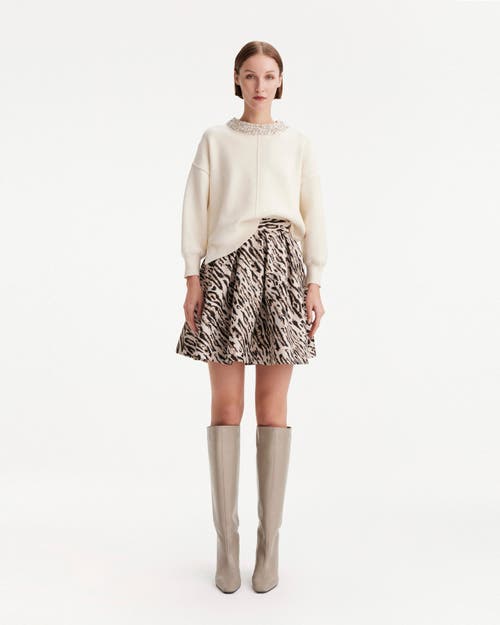Theo The Label Tyche Jacquard Pleated Mini Skirt In Leopard