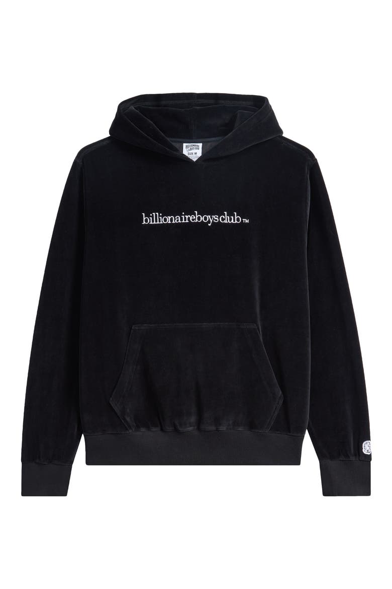 BB Mission Logo Embroidered Velour Hoodie, Alternate, color, BLACK