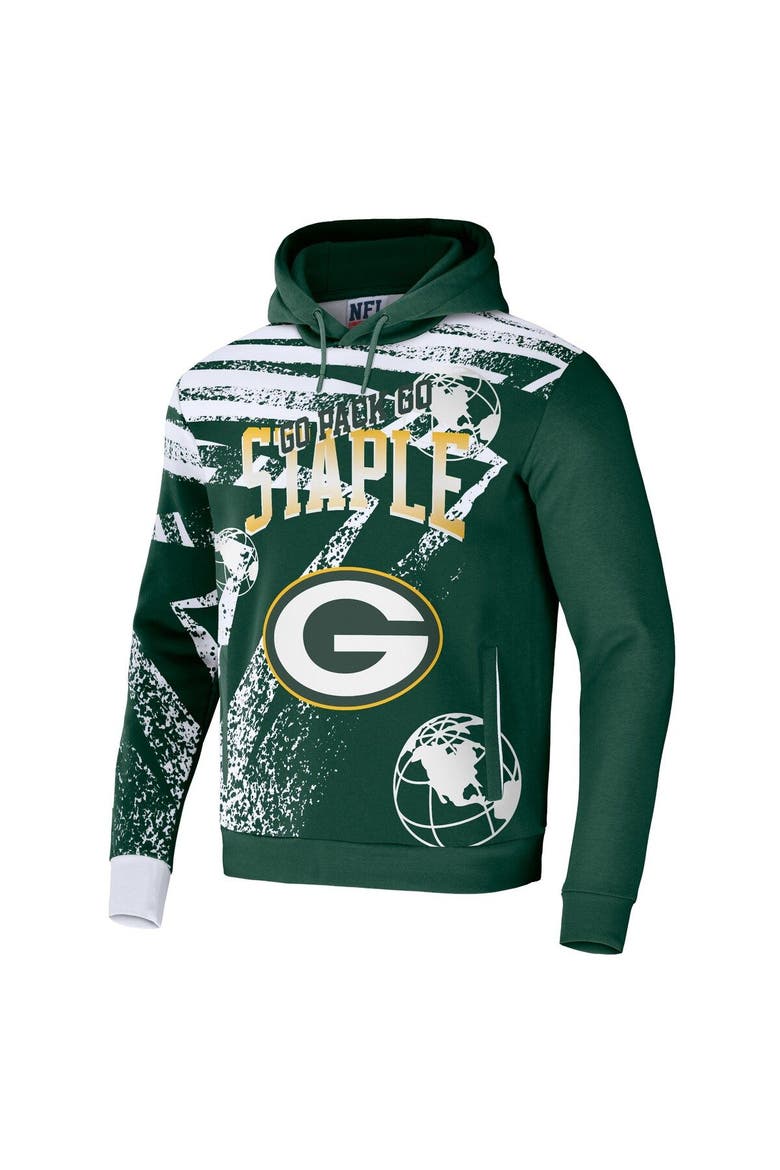 Men's NFL x Staple Hunter Green Green Bay Packers All Over Print Pullover Hoodie, Alternate, color, Hunter Green
