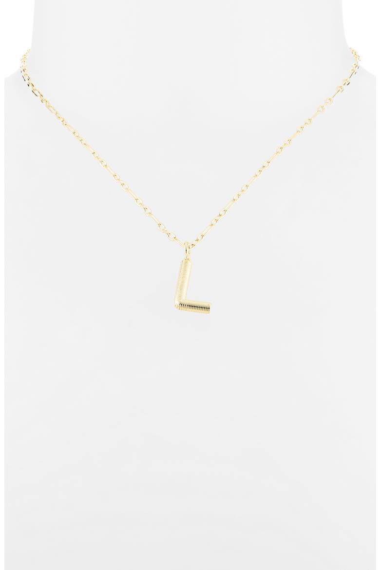 Initial Pendant Paper Clip Chain Necklace, Alternate, color, L- GOLD