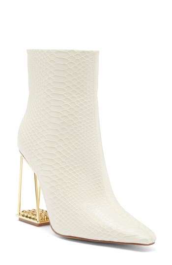 Ashley Kahen Glam Snakeskin Embossed Boot In Ivory