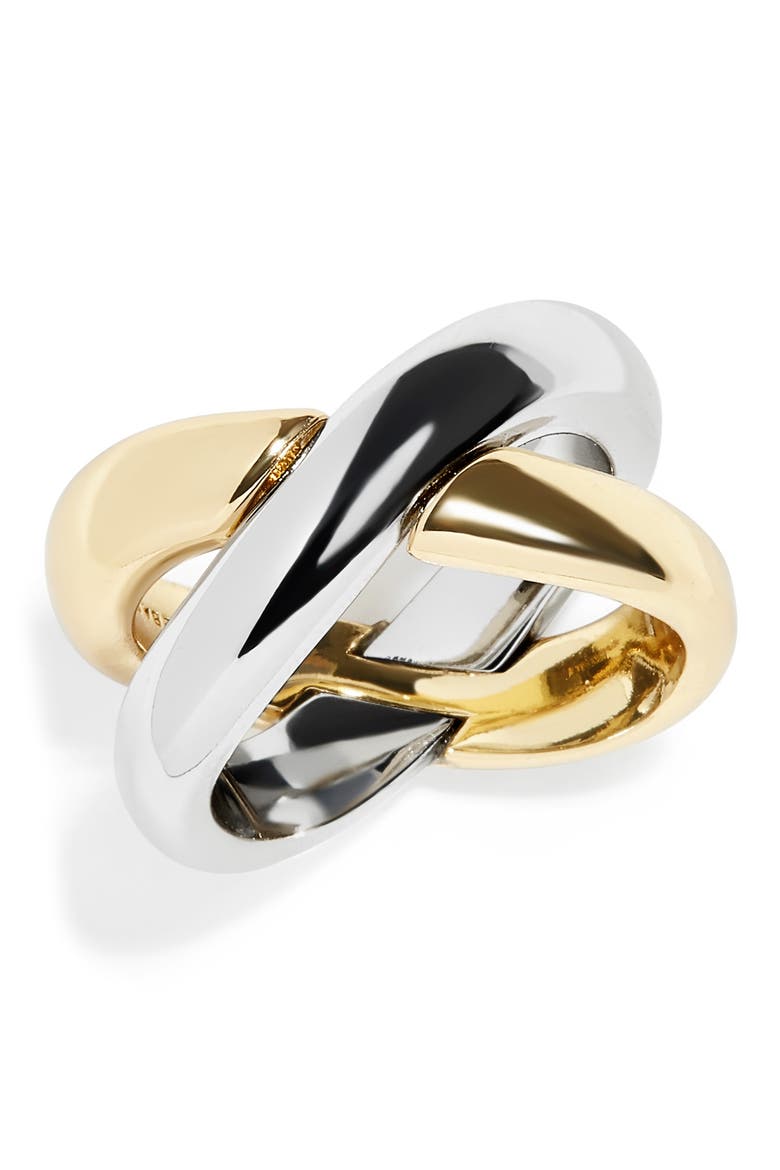 Aiko Crisscross Ring, Alternate, color, GOLD/ SILVER