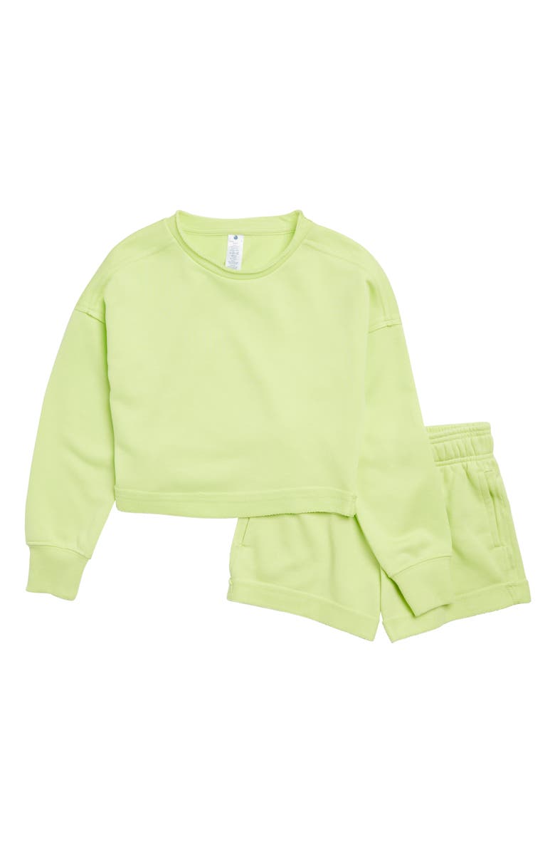 YOGALICIOUS Kids' Crewneck Sweatshirt & Sweatshorts Set, Main, color, 