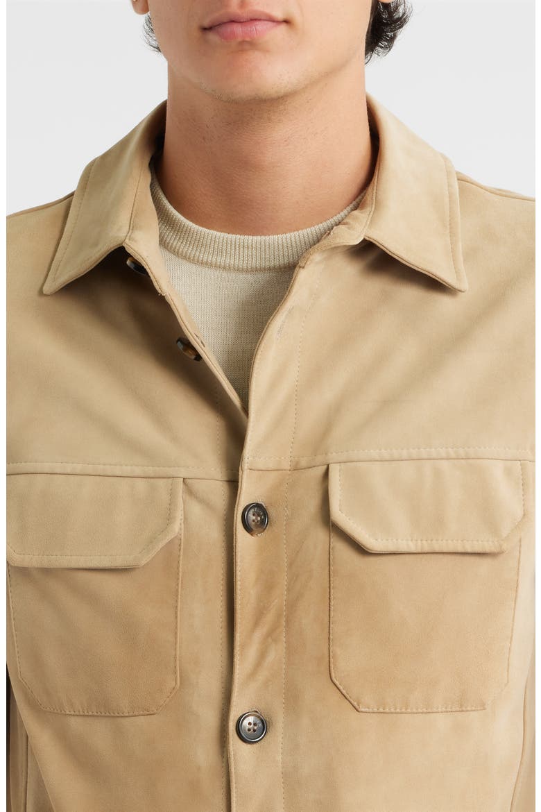 Suede Overshirt, Alternate, color, LIGHT BEIGE