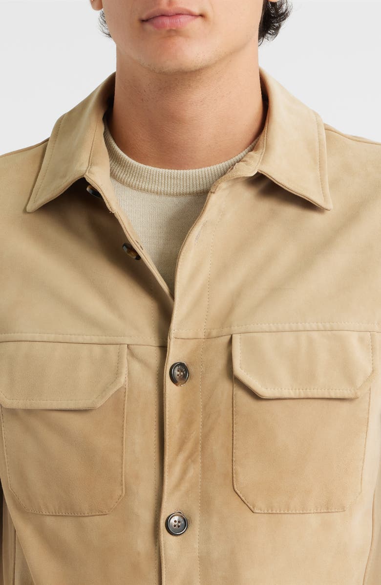 Aurélien Suede Overshirt, Alternate, color, Light Beige