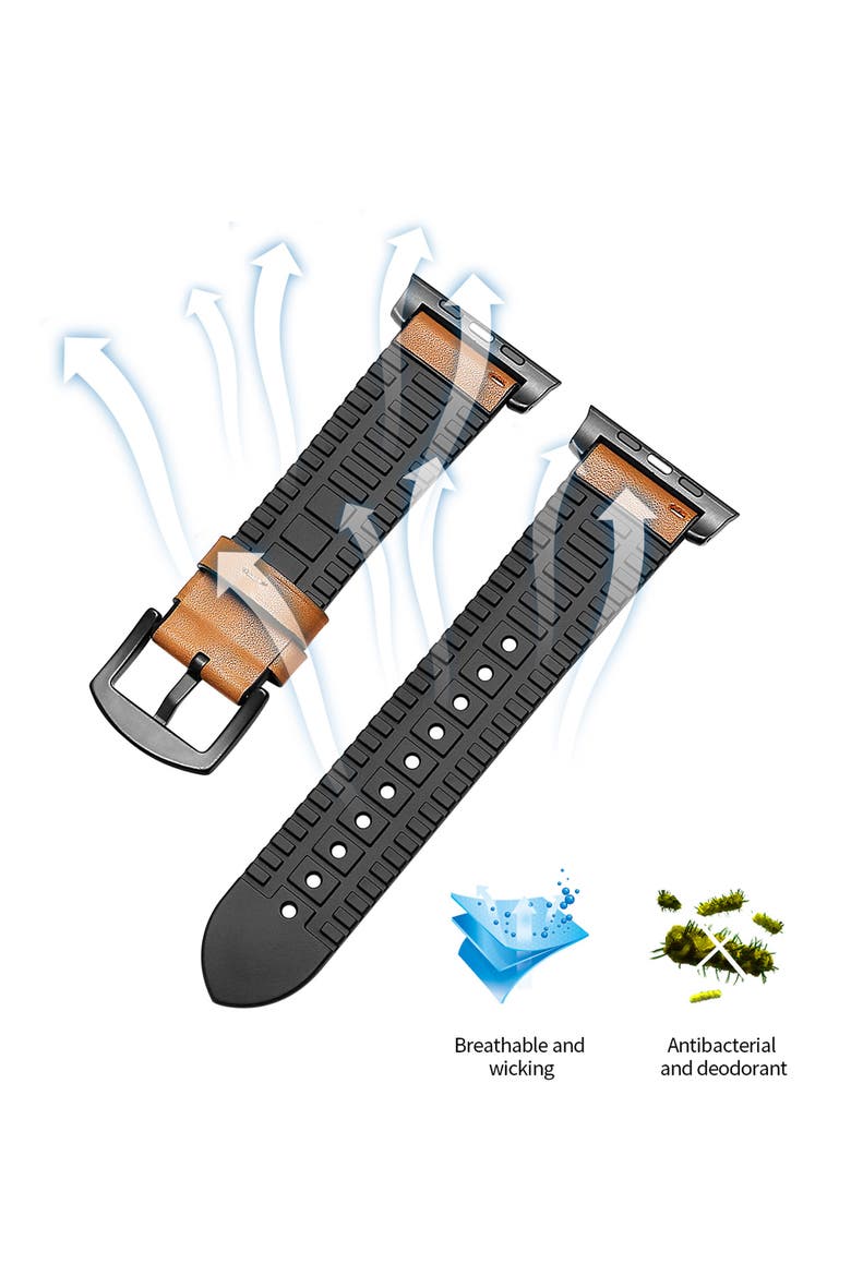 Leather Apple Watch® Watchband, Alternate, color, BROWN