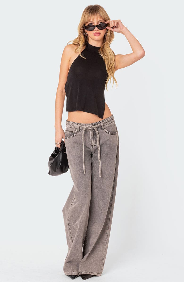 EDIKTED Clara Open Back Halter Top, Alternate, color, Black