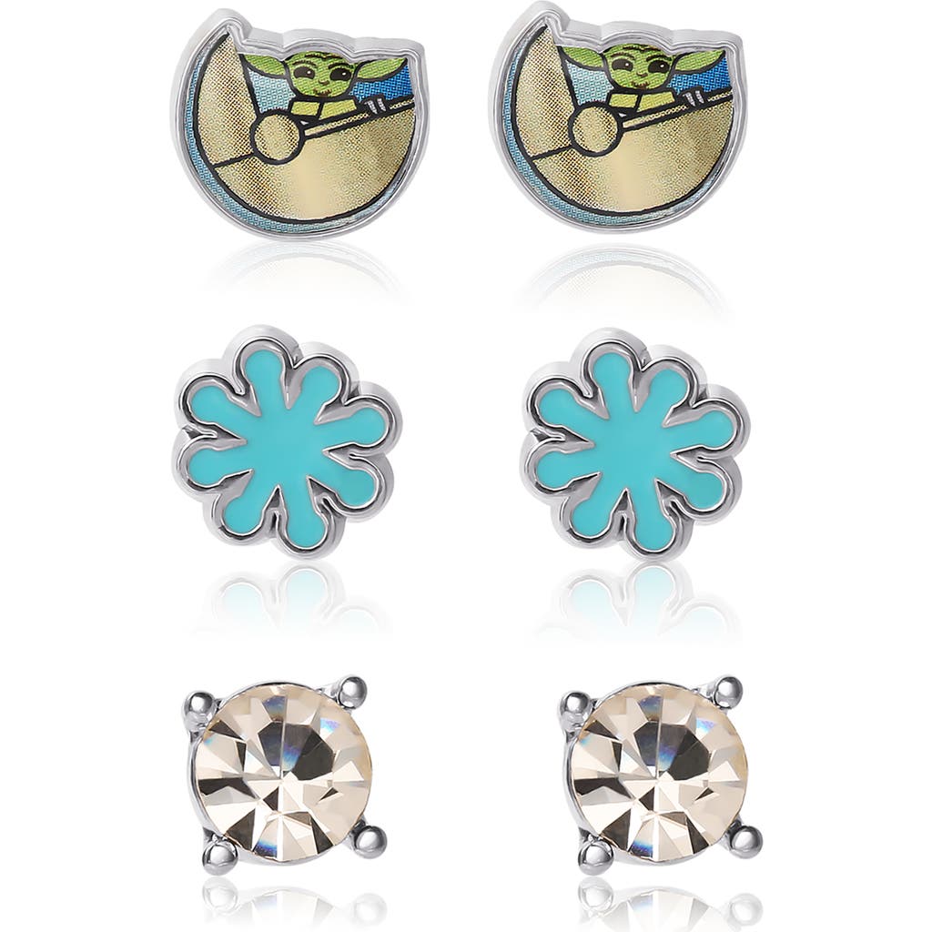 Star Wars The Mandalorian Stud Earrings, 3 Pairs In Metallic