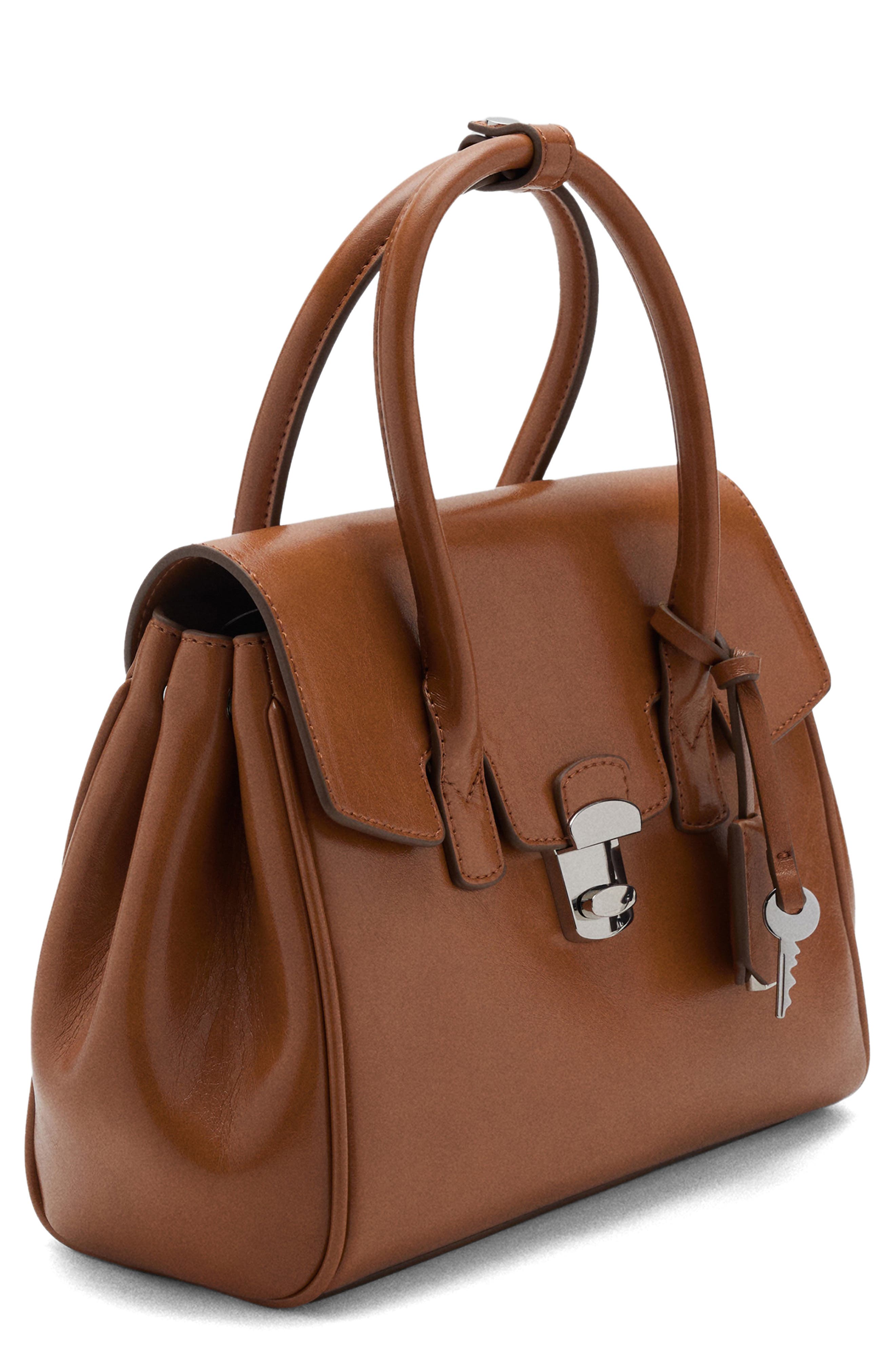 MANGO Small City Faux Leather Handbag, Main, color, 