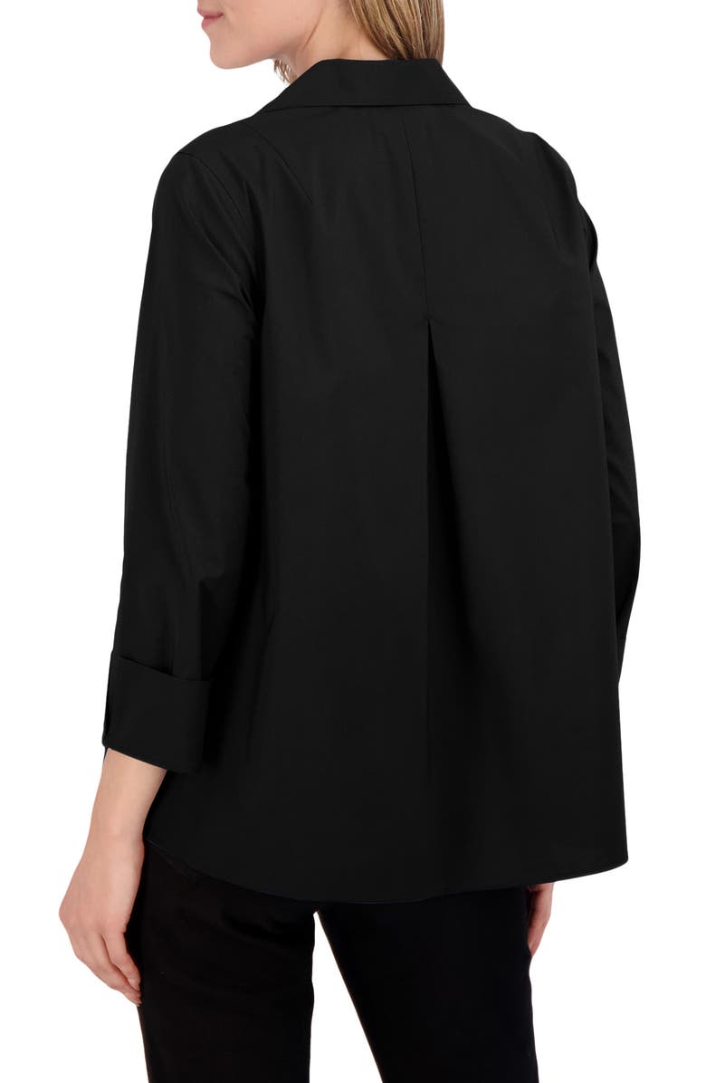 Foxcroft Agnes Split Cuff Popover Blouse, Alternate, color, Black