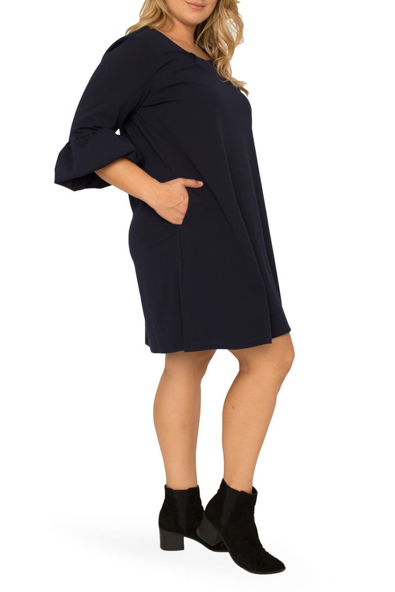 Stella Crepe Knit Dress, Alternate, color, NAVY