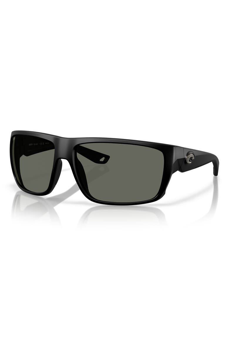 Costa Del Mar 64mm Polarized Rectangular Sunglasses, Alternate, color, Matte Black/ Gray