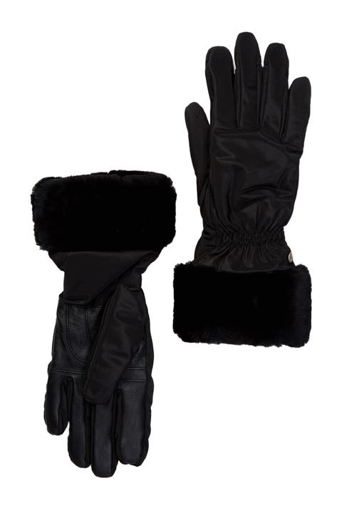 UGG Genuine Dyed Shearling Trim Tech Gloves