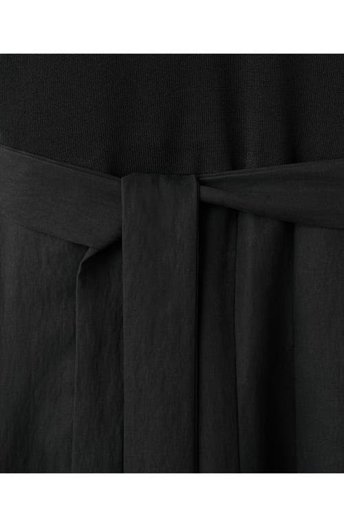 Mango Mixed Media Pleated Midi Dress In Black