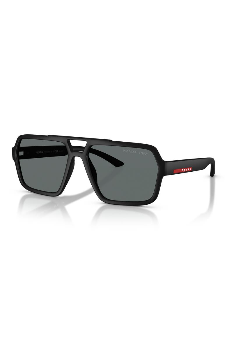 59mm Polarized Pilot Sunglasses, Alternate, color, BLACK / POLAR DARK GREY