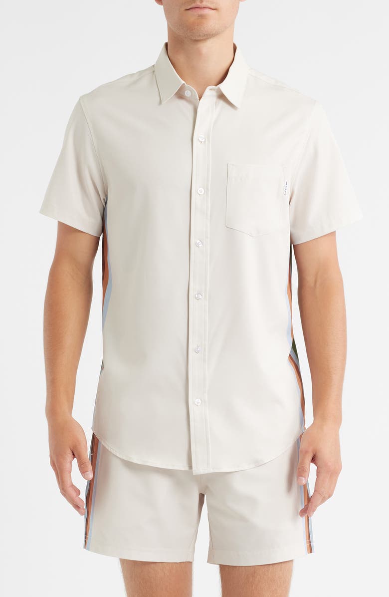 MAVRANS Rayas Weekend Button-Up Shirt, Main, color, Beige
