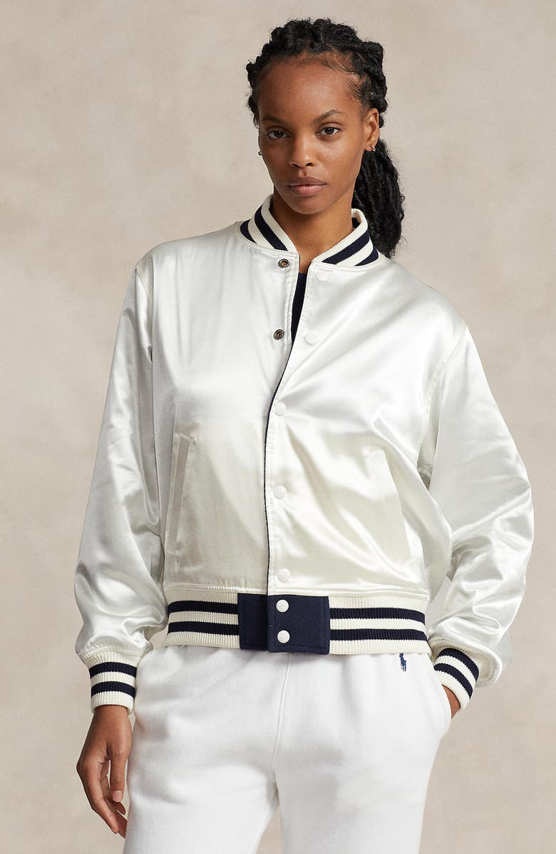 Polo Ralph Lauren Polar Fleece Reversible Varsity Bomber Jacket, Alternate, color,