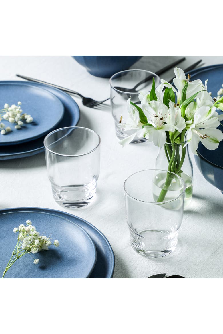 Rio Stoneware 32-Piece Dinnerware Set with Glasses, Alternate, color, Blue