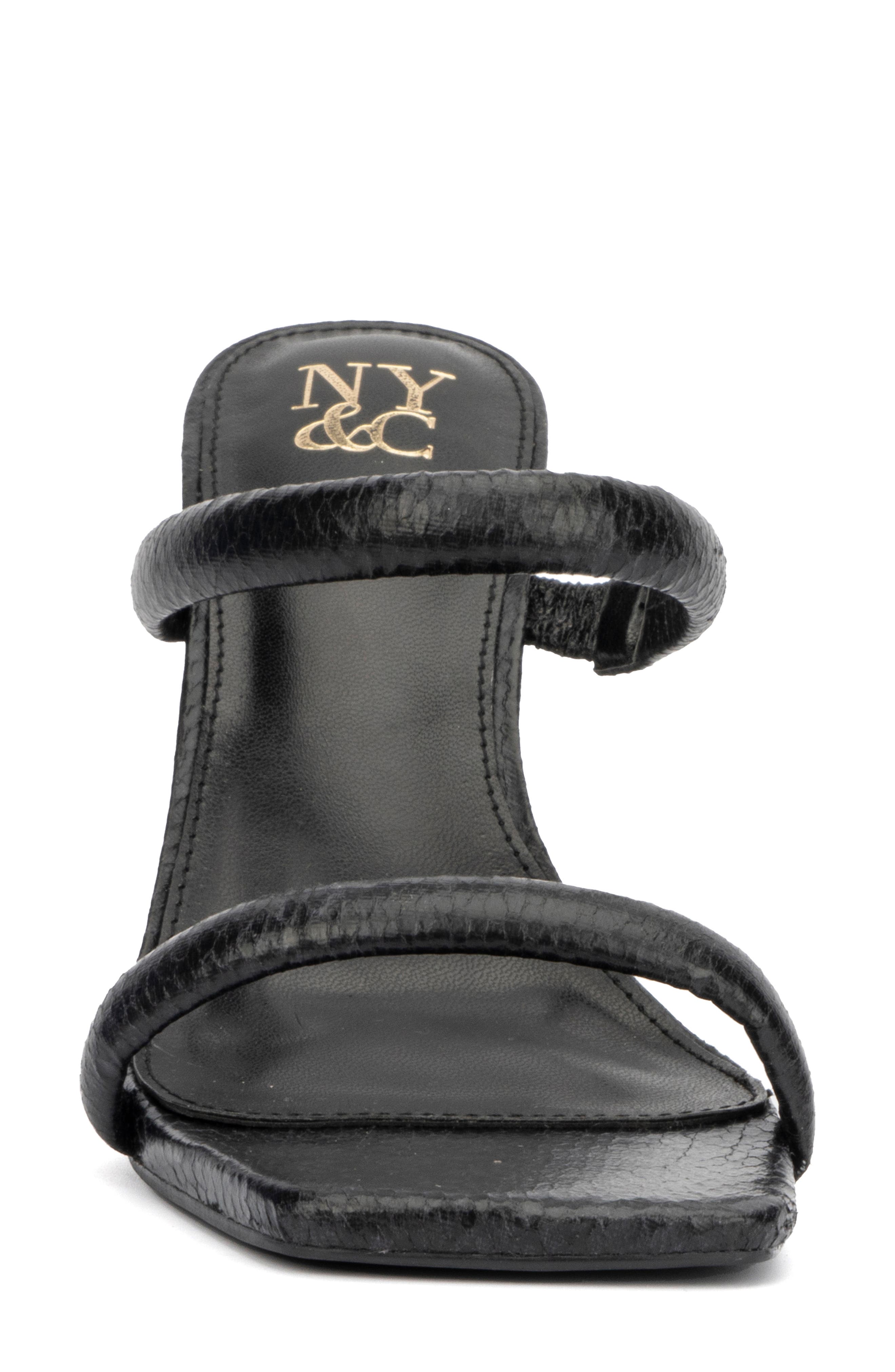 NEW YORK AND COMPANY Galina Faux Leather Block Heel Sandal, Alternate, color, Black