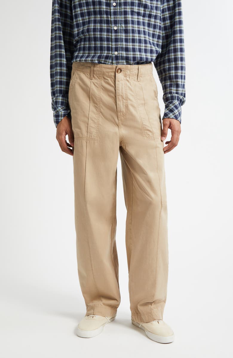 The Elder Statesman Surprise & Delight Cotton Twill Pants, Main, color, Khaki