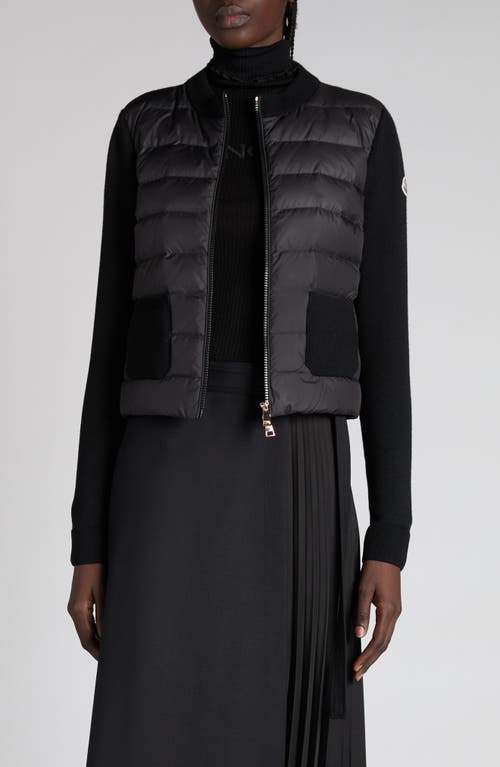 Moncler Knit Accent Cotton Blend Zip Hoodie