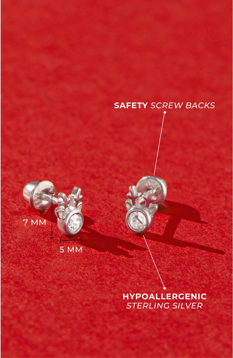 In Season Jewelry Holiday Reindeer Earrings, Alternate, color, Silver