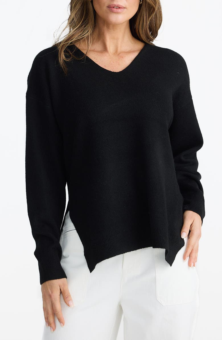 Brave+True Britney V-Neck Sweater, Main, color, Black