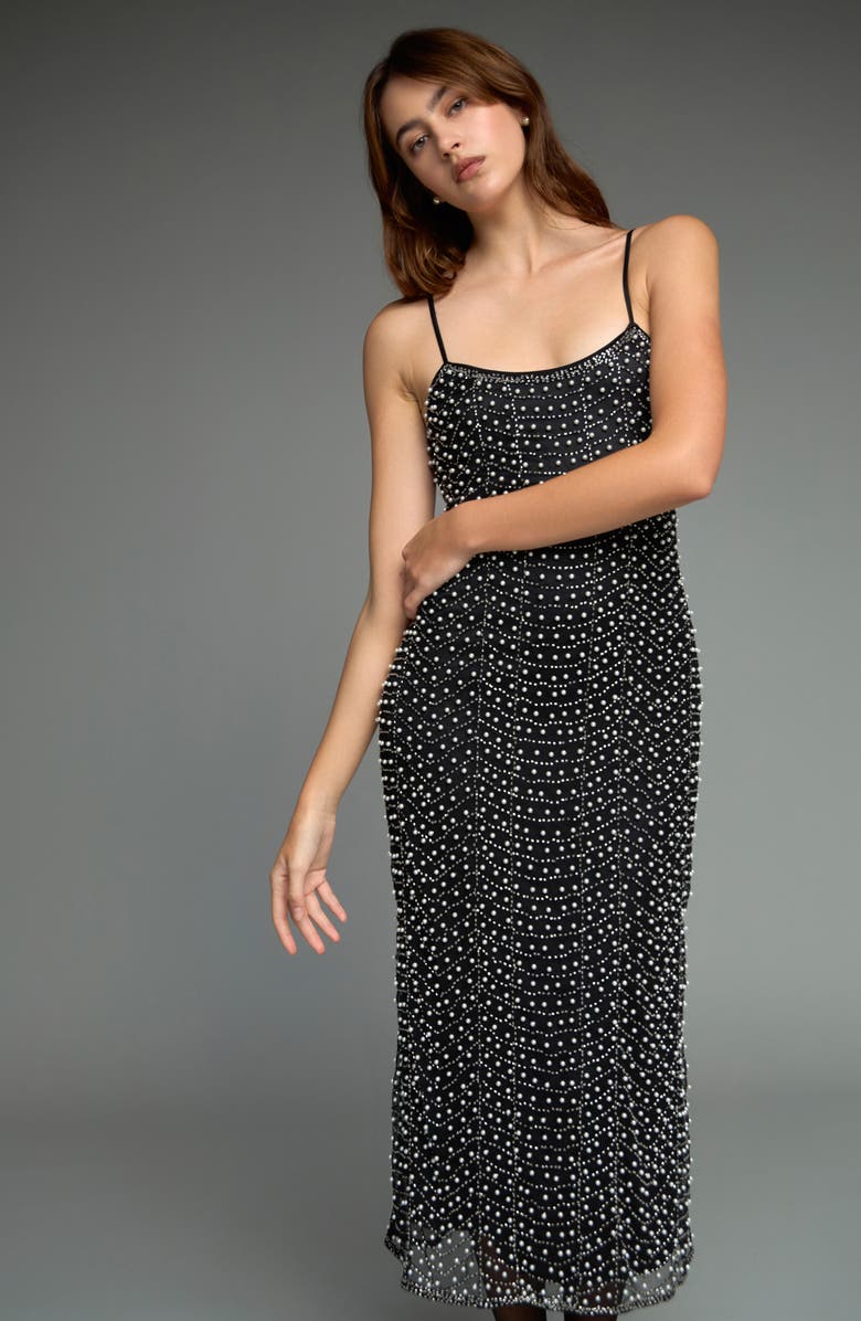 Endless Rose Premium Imitation Pearl Bead Slipdress, Alternate, color, 