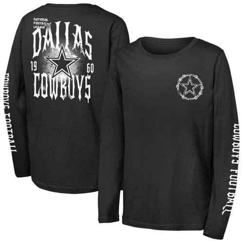Outerstuff Kids' Youth  Black Dallas Cowboys Rumble Long Sleeve T-shirt