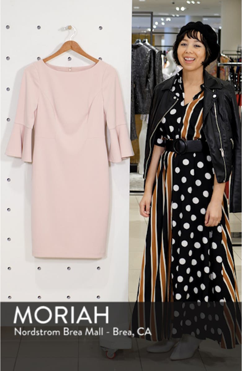 Bell Sleeve Bateau Neck Sheath Dress, sales video thumbnail