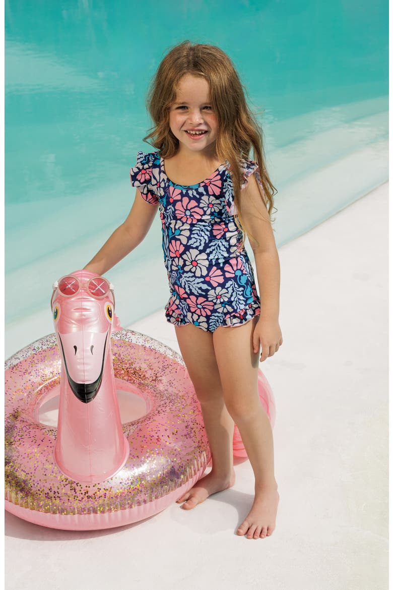 Kids' Mellow Ruffle One-Piece Swimsuit, Alternate, color, BLUE
