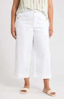 Democracy Button Pocket Crop Wide Leg Pants