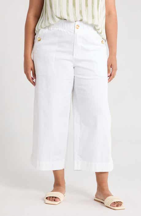 Democracy Button Pocket Crop Wide Leg Pants