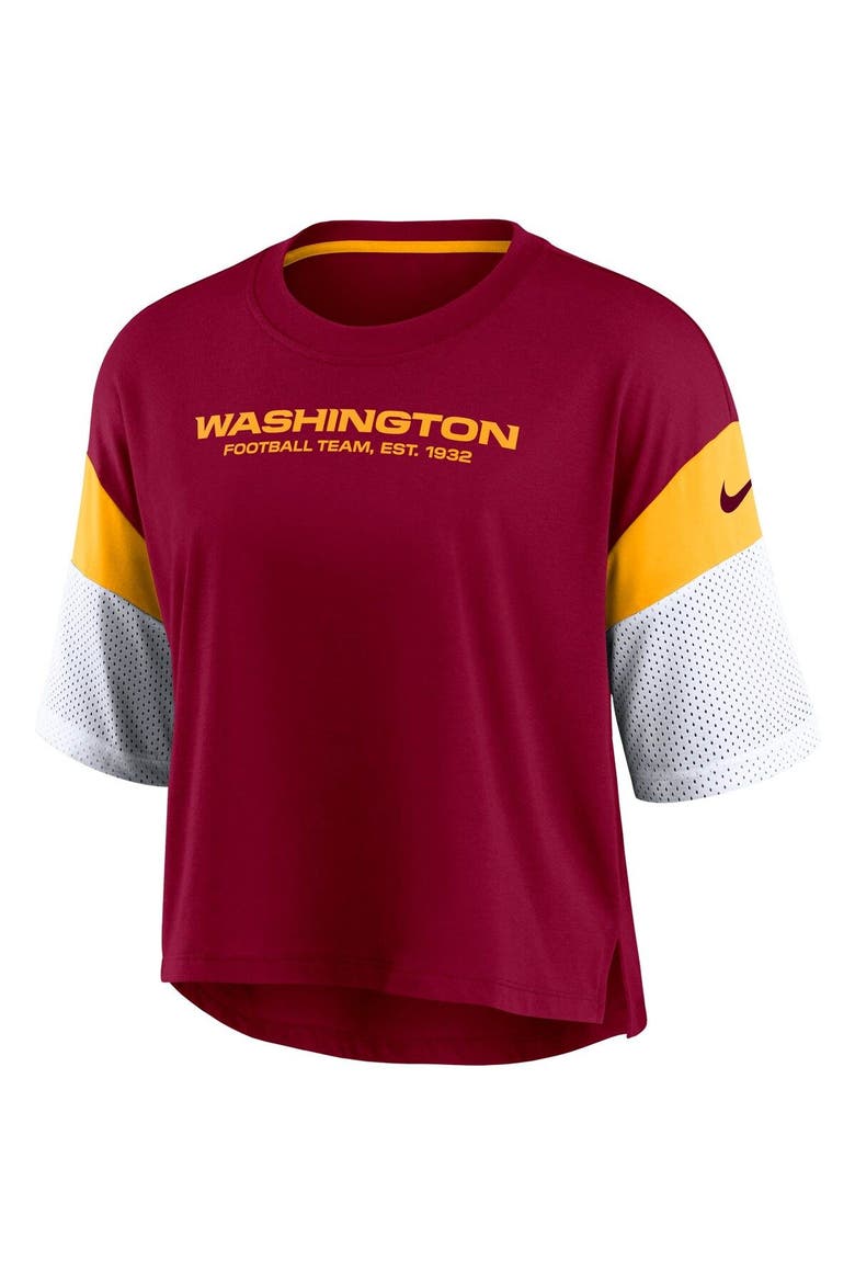 Women's Nike Burgundy/White Washington Football Team Nickname Tri-Blend Performance Crop Top, Alternate, color, Burgundy
