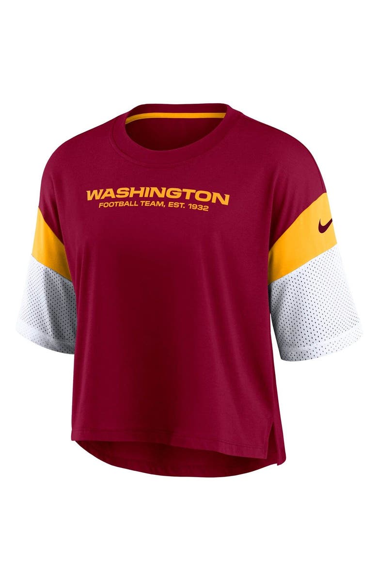 Nike Women's Nike Burgundy/White Washington Football Team Nickname Tri-Blend Performance Crop Top, Alternate, color, 