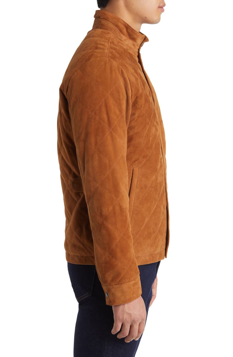 Peter Millar Norfolk Quilted Suede Bomber Jacket, Alternate, color,