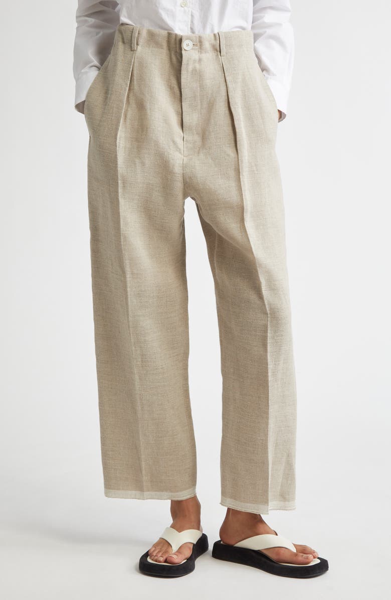 SETCHU Pleated Linen Chinos, Main, color, Beige