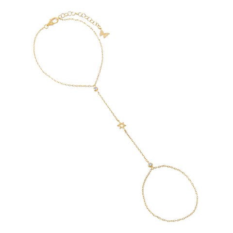 CZ Bezel Star Of David Hand Chain