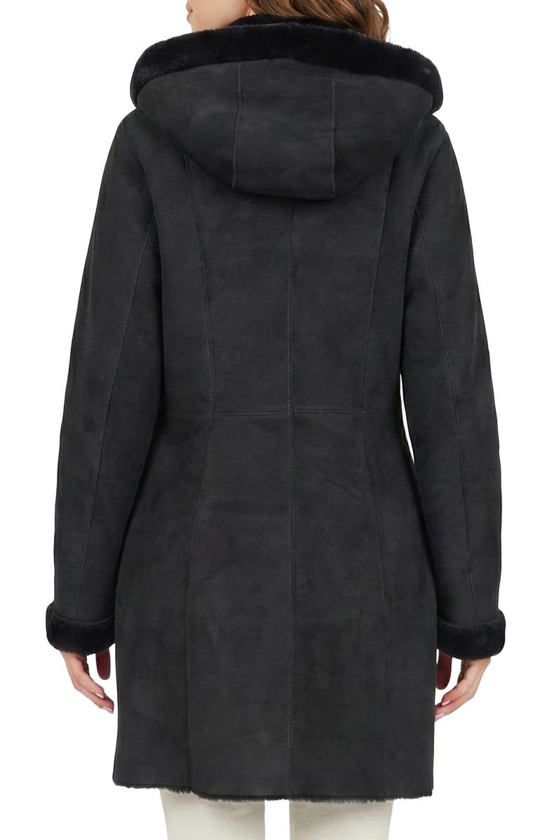 GORSKI Merino Shearling Hooded Coat, Alternate, color, Black