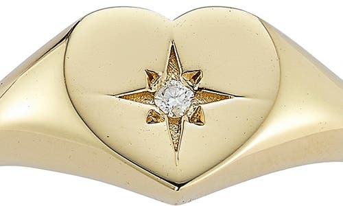 Ember Fine Jewelry 14k Gold Diamond Heart Star Signet Ring In Gold