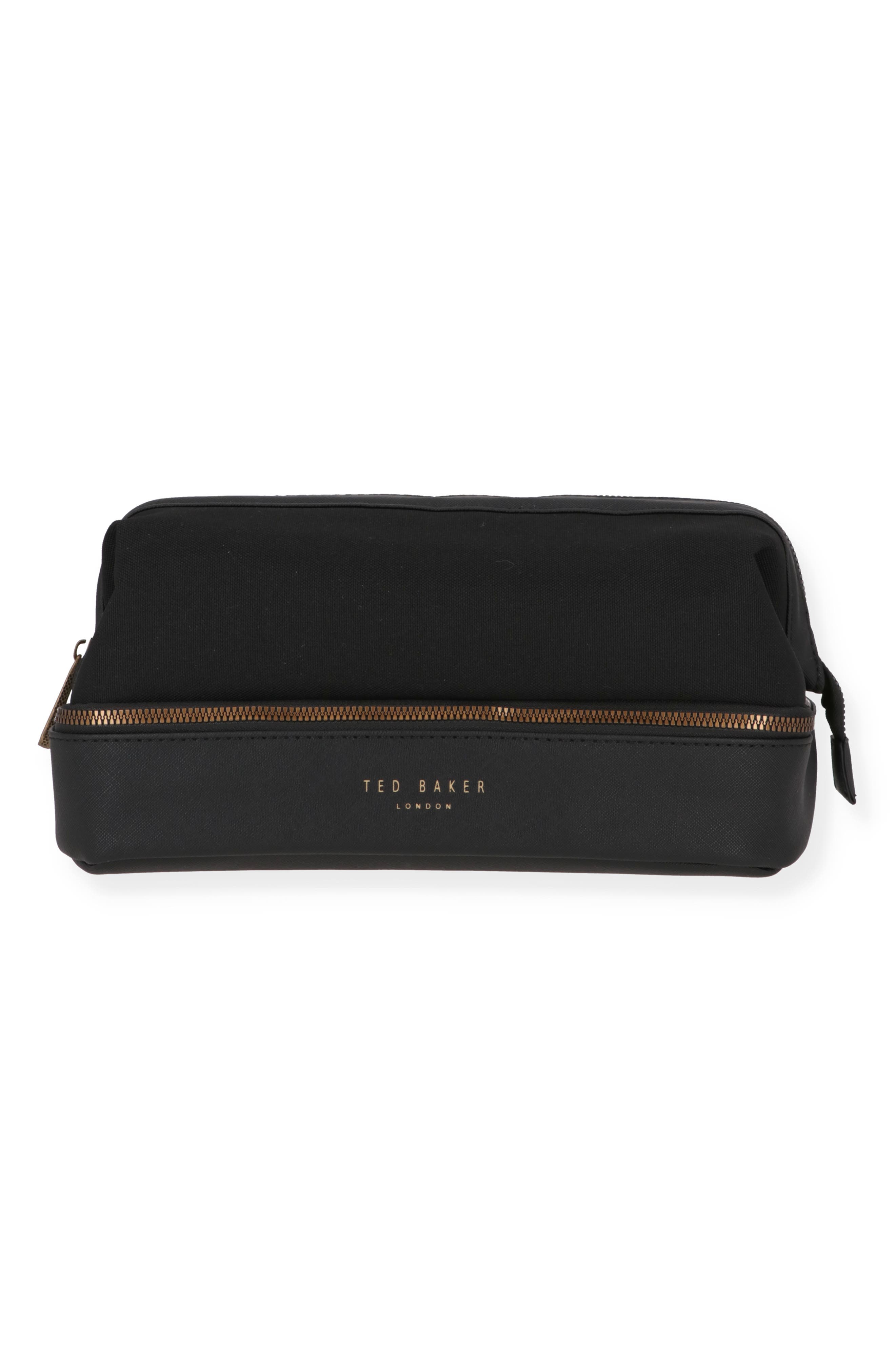 Ted Baker Faux Leather Toiletry Bag, Main, color, Black