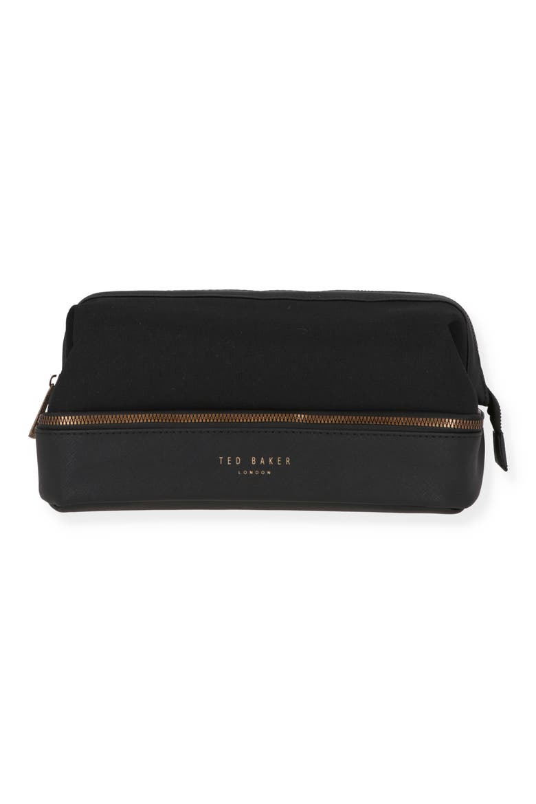 Faux Leather Toiletry Bag, Main, color, BLACK