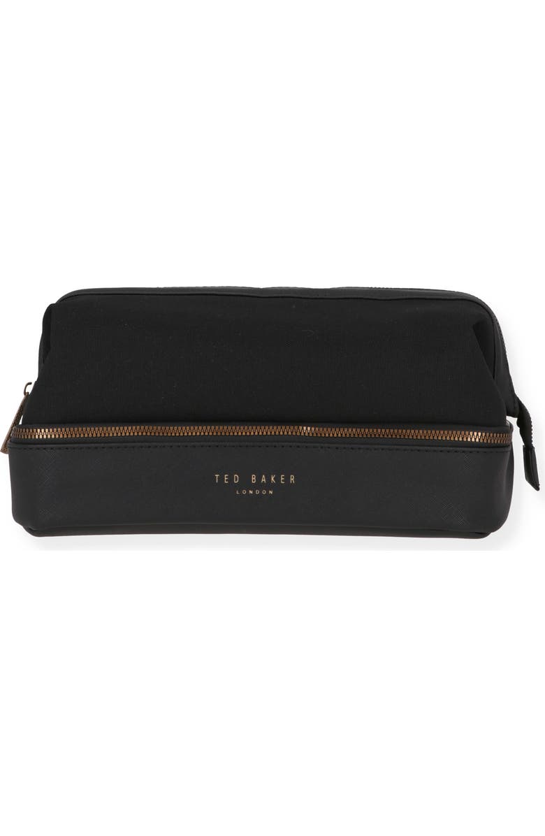 Ted Baker Faux Leather Toiletry Bag, Main, color, Black