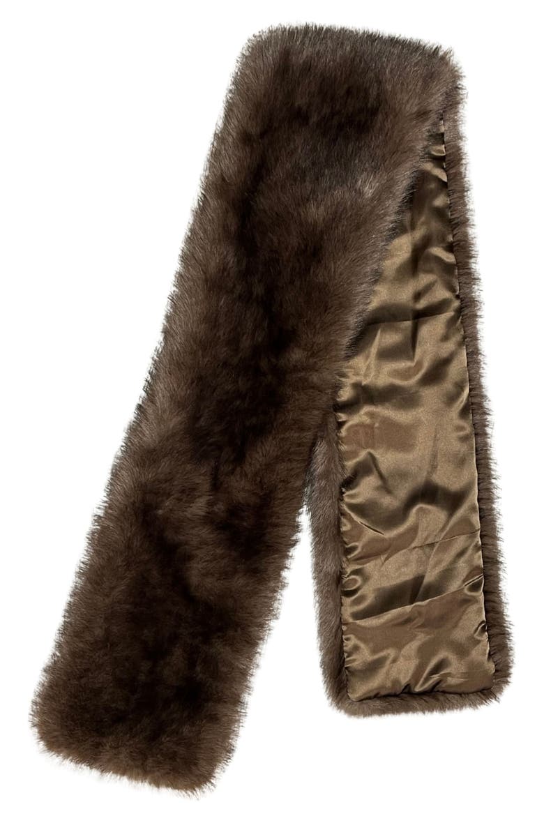 Faux Fur Pull-Through Scarf, Alternate, color, BROWN