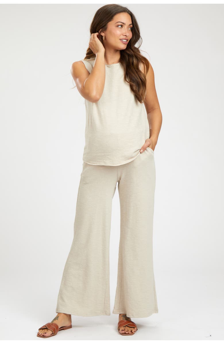 PinkBlush Slub Knit Pants Set, Alternate, color, Beige